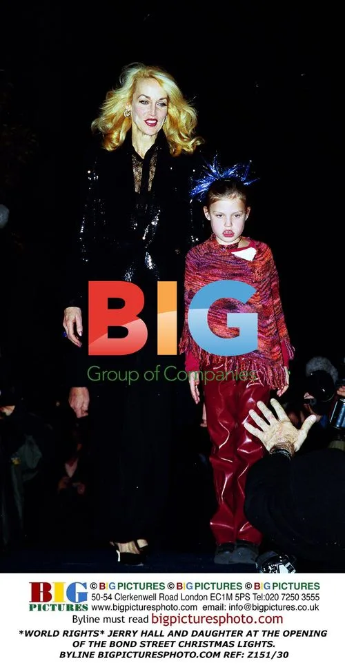Jerry Hall and Daughter at Bond Street Christmas Lights