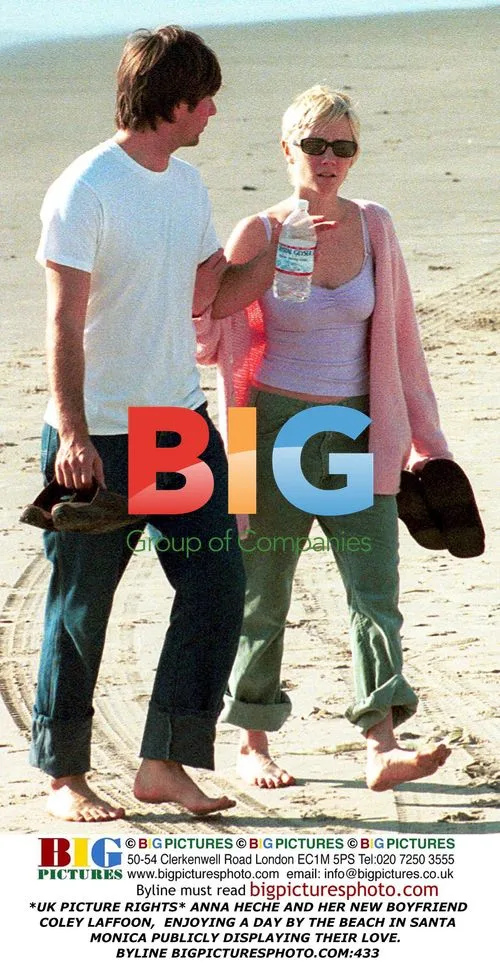 Anna Heche and Coley Laffoon on beach in Santa Monica