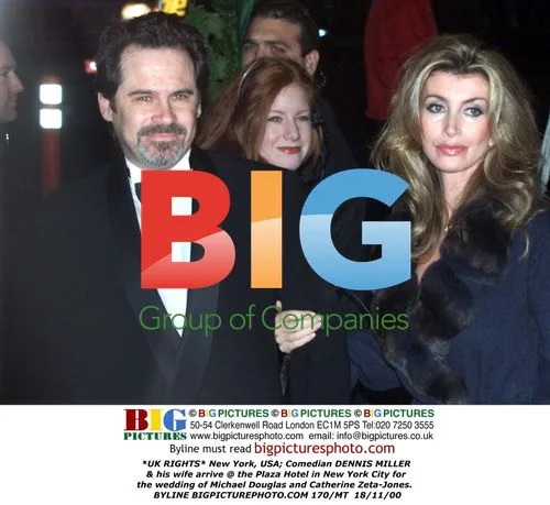 Dennis Miller and wife arrive at Douglas-Zeta Jones wedding