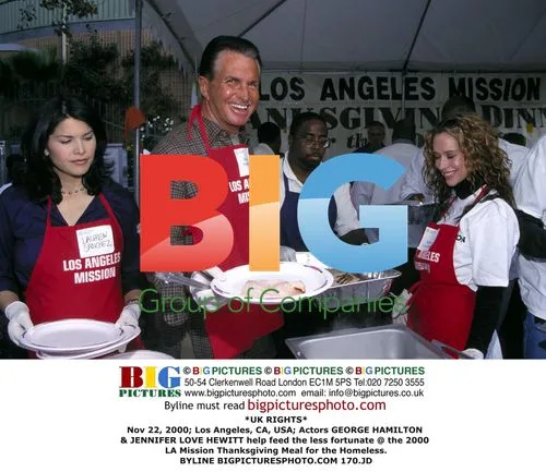 George Hamilton & Jennifer Love Hewitt at LA Mission Thanksgiving