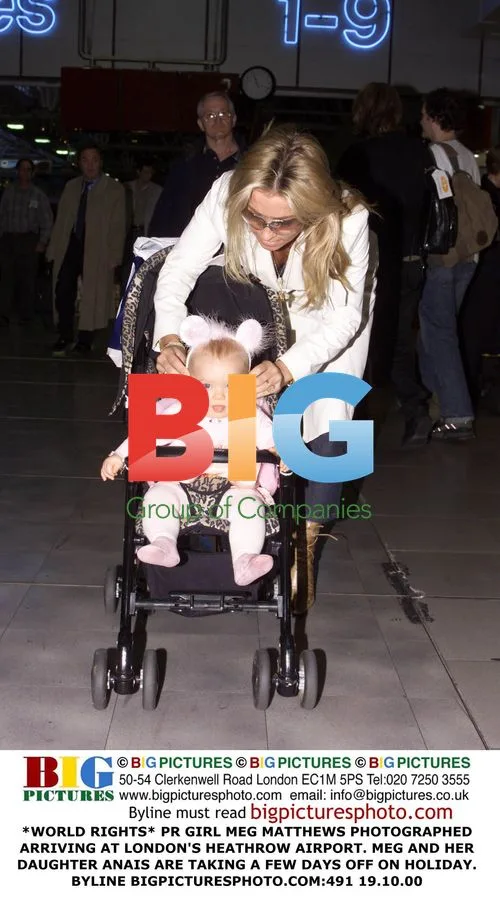 Meg Matthews and daughter Anais at Heathrow