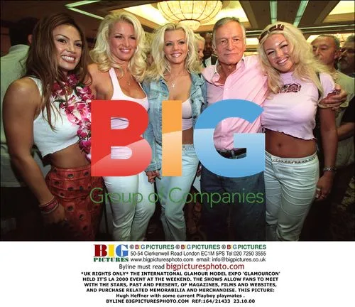 Hugh Heffner with Playboy playmates at Glamourcon LA 2000