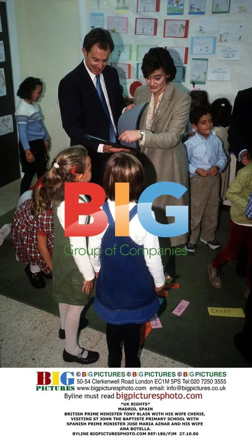 Tony Blair and Wife Cherie at School Visit