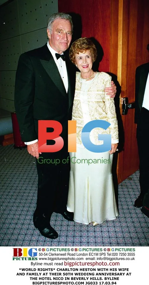 Charlton Heston & Family at 50th Wedding Anniversary