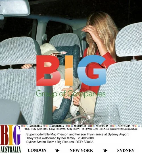 Elle MacPherson and son Flynn at Sydney Airport