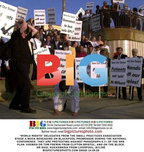 Small Practices Association protest mock beheading