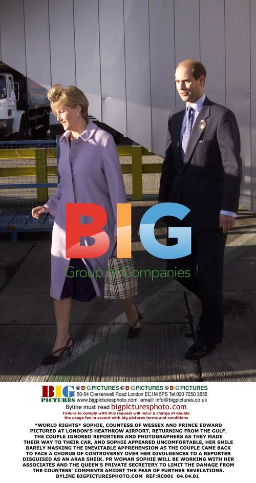 Sophie, Countess of Wessex and Prince Edward at Heathrow