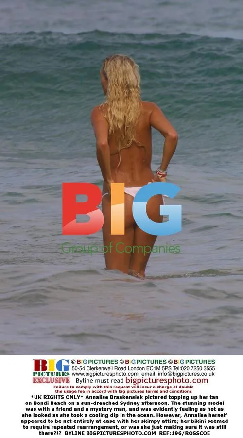 Annalise Braakensiek soaking up sun on Bondi Beach