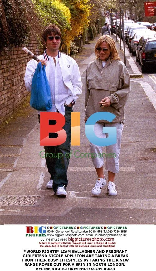 Liam Gallagher and Nicole Appleton take a spin in North London