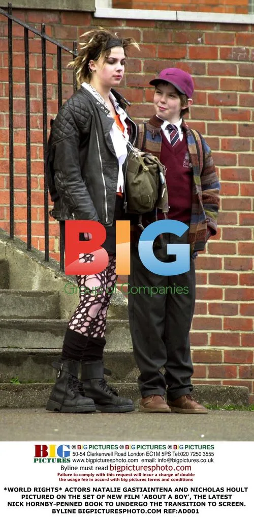 Natalie Gastiaintena and Nicholas Hoult on the set of 'About a Boy'
