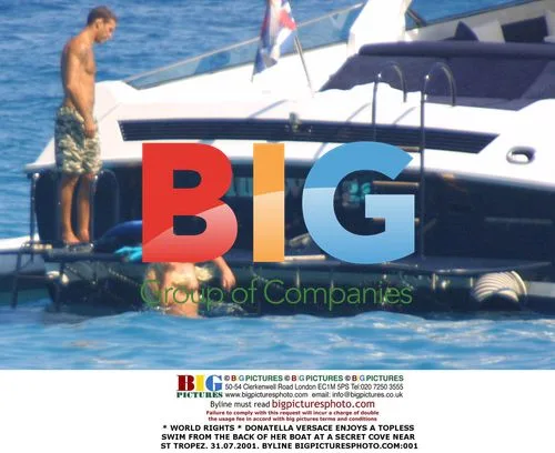 Donatella Versace Topless Swim in St Tropez