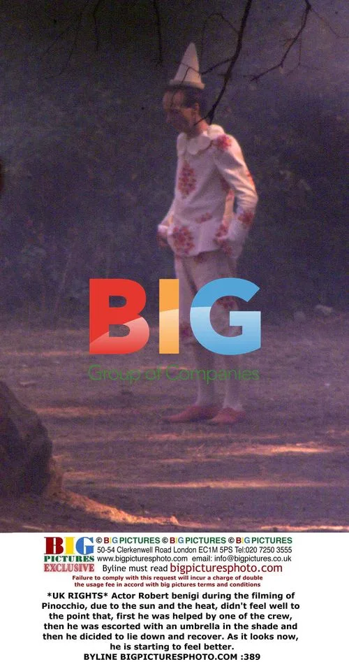 Robert benigi on set of Pinocchio
