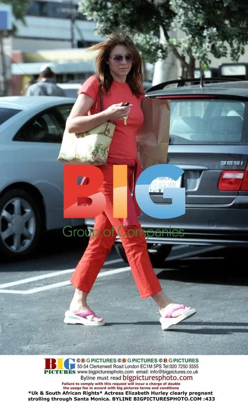 Elizabeth Hurley Pregnant Shopping in Santa Monica