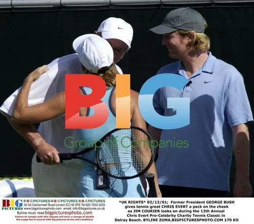 George Bush Kisses Chris Evert at Tennis Classic