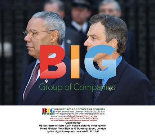 Colin Powell and Tony Blair Meeting at 10 Downing Street