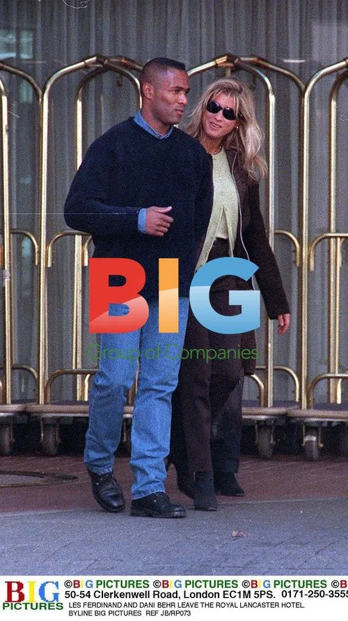 Les Ferdinand and Dani Behr leave Royal Lancaster Hotel