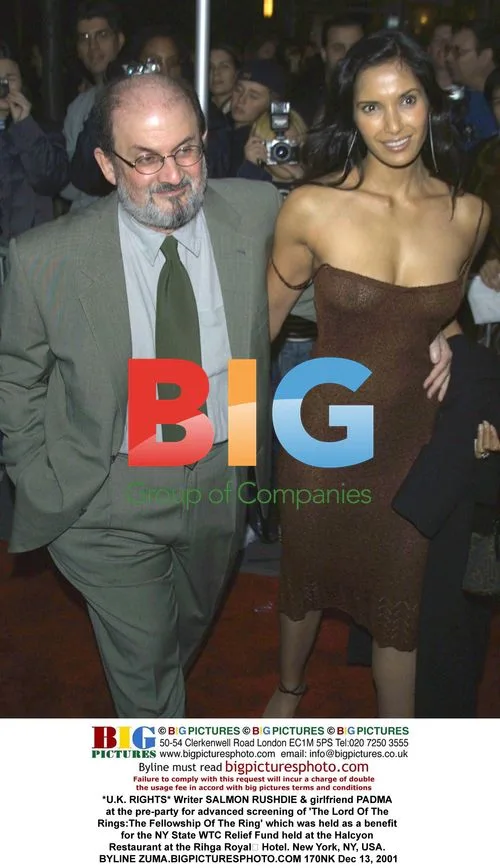 SALMON RUSHDIE & girlfriend PADMA at 'The Lord Of The Rings' pre-party