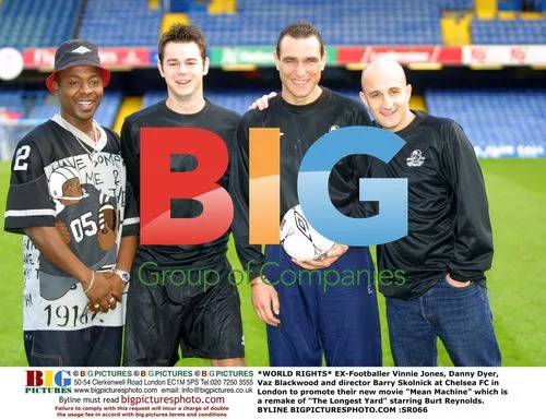 Vinnie Jones, Danny Dyer, and director at Chelsea FC