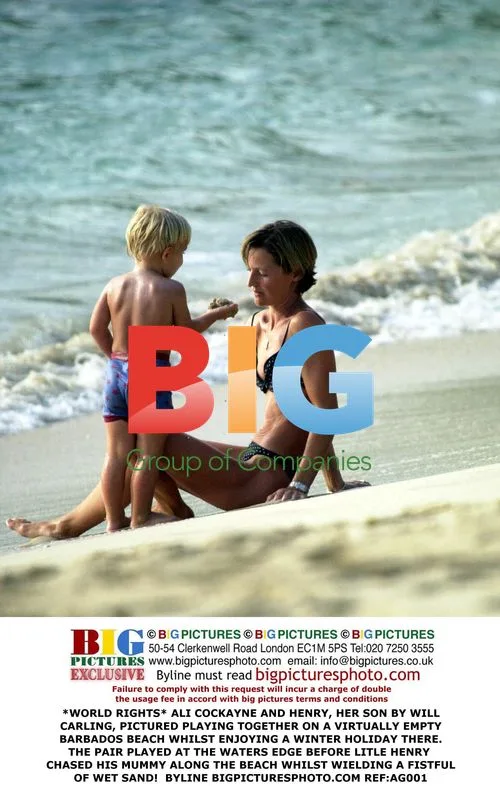 ALI COCKAYNE AND SON HENRY ENJOY BARBADOS BEACH HOLIDAY