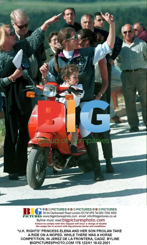 Princess Elena and Son on Moped
