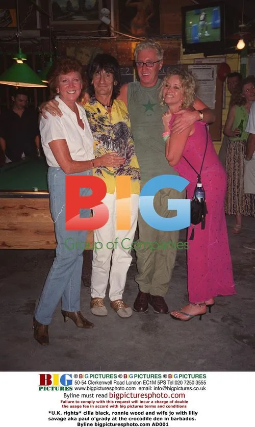 Cilla Black, Ronnie Wood with Lilly Savage in Barbados