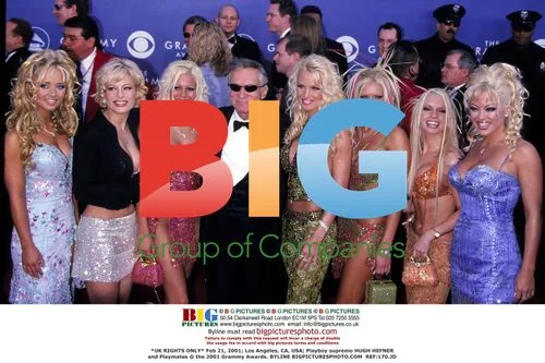 Hugh Hefner and Playmates at 2001 Grammys