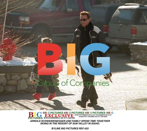 Arnold Schwarzenegger Skiing with Family in Sun Valley