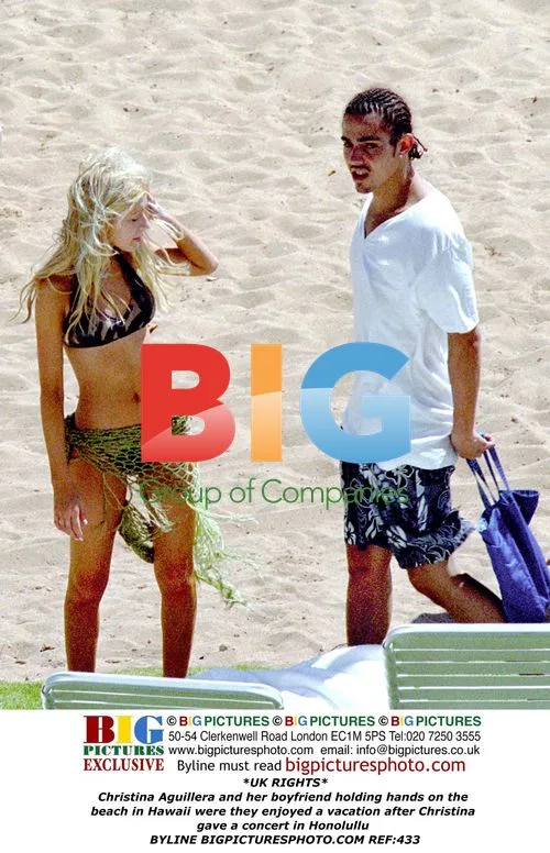 Christina Aguillera & BF on Hawaii Beach
