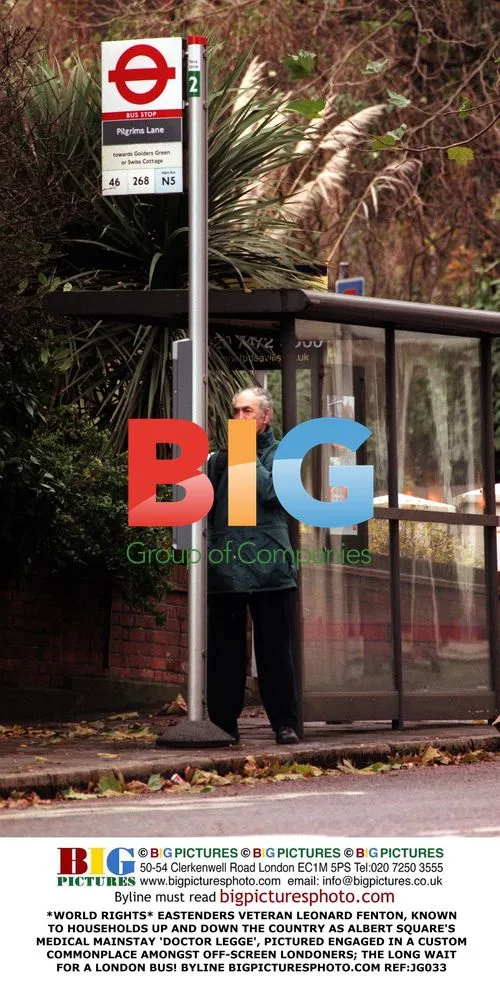 EastEnders' Leonard Fenton Waits for Bus