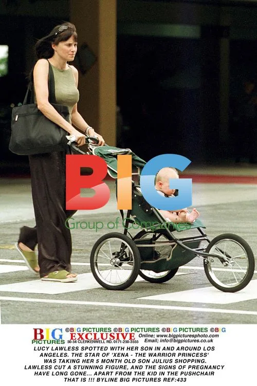 Lucy Lawless with son in LA