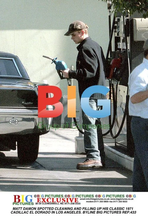 Matt Damon cleans and fills up 1971 Cadillac