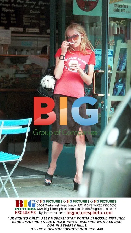 Portia di Rossie Walks with Dog in Beverly Hills