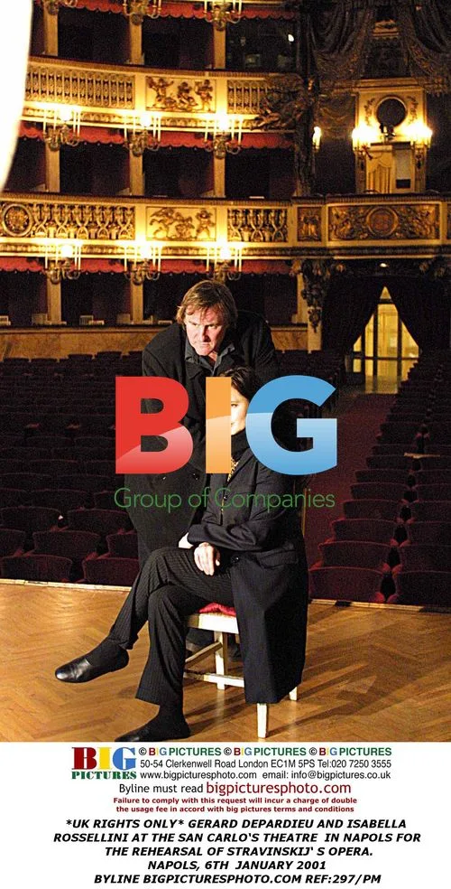Gerard Depardieu and Isabella Rossellini at Stravinsky opera rehearsal