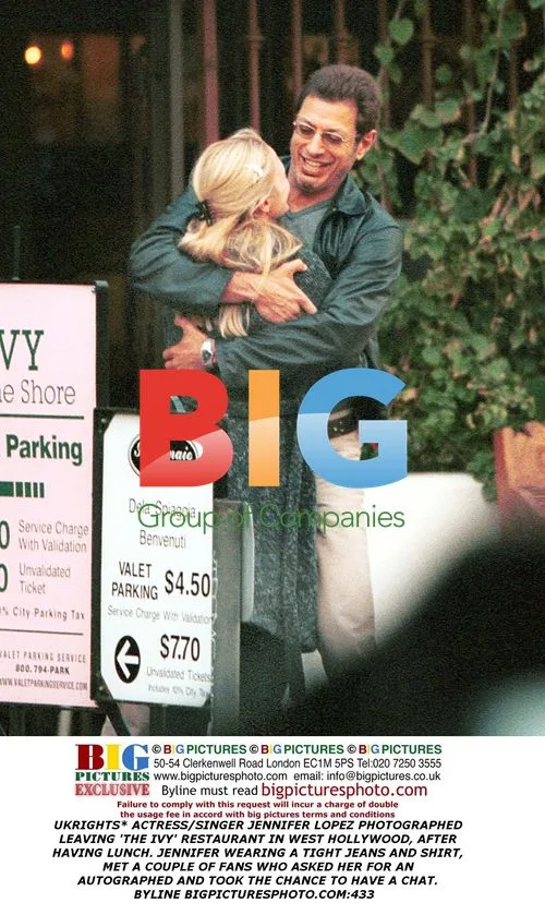 Jeff Goldblum locked in passionate embrace
