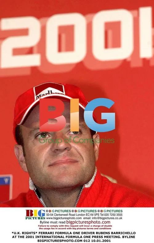 Ferrari F1 driver Rubens Barrichello at 2001 press event