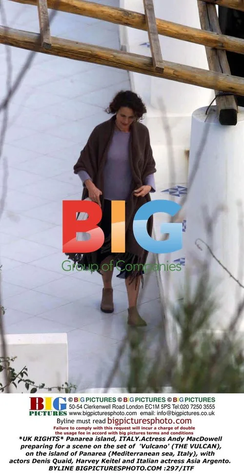 Andy MacDowell on set of 'Vulcano' in Italy