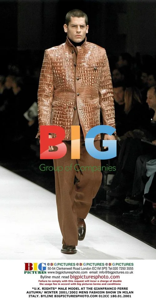 Male model at Gianfranco Ferre fashion show in Milan