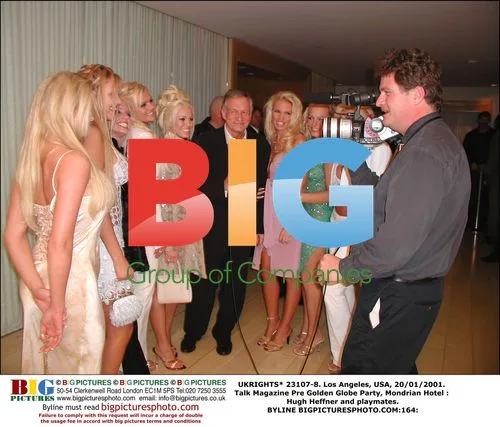 Hugh Heffner and Playmates at Talk Mag Pre-Globes Party