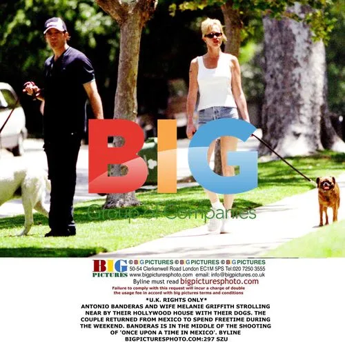 Antonio Banderas and Melanie Griffith with Dogs