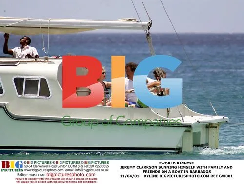 Jeremy Clarkson Relaxing on Boat in Barbados