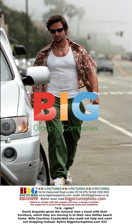 David Arquette helps removal men move to Malibu home