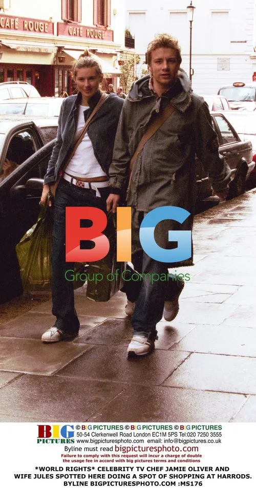 Chef Jamie Oliver and wife Jules shopping at Harrods