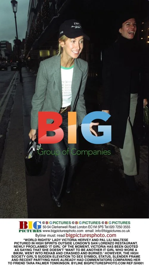 Lady Victoria Hervey and Lili Maltese Outside London Restaurant