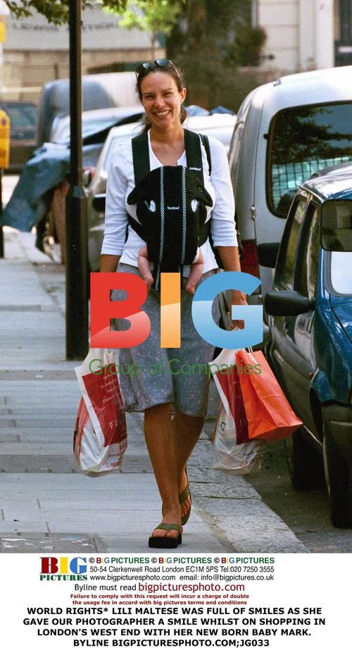 Lili Maltese with newborn baby shopping in London