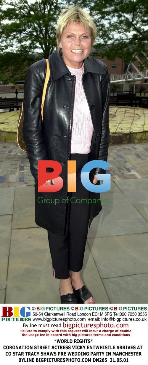 Vicky Entwhistle arrives at Tracy Shaw's pre-wedding party