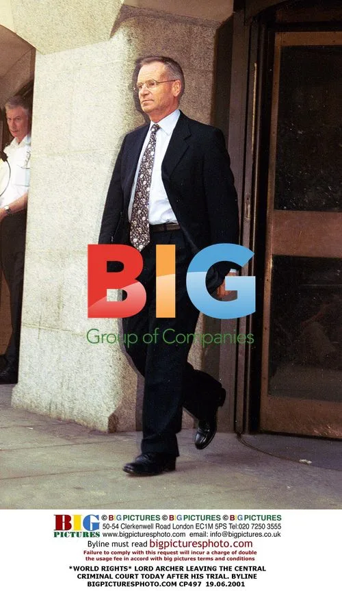Lord Archer Leaving Criminal Court After Trial