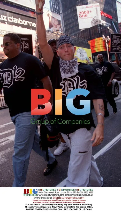 Eminem marches through Times Square with D12