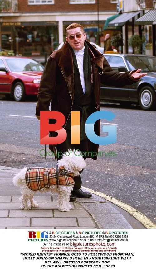 Holly Johnson with dog in Knightsbridge