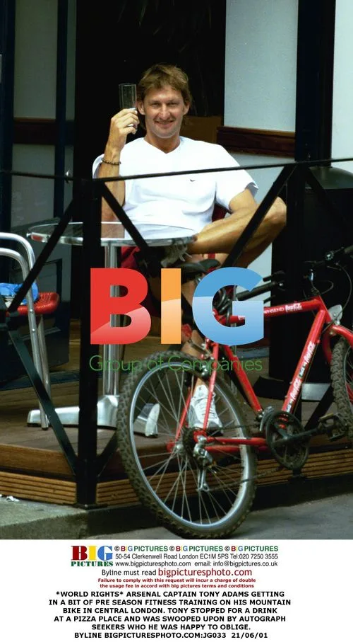 Arsenal Captain Tony Adams Trains on Bike