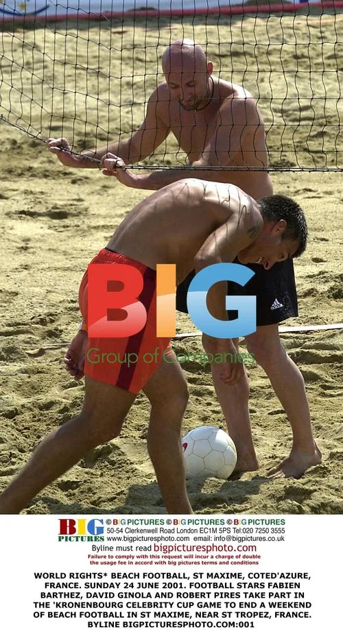 Celebrities play beach football in France